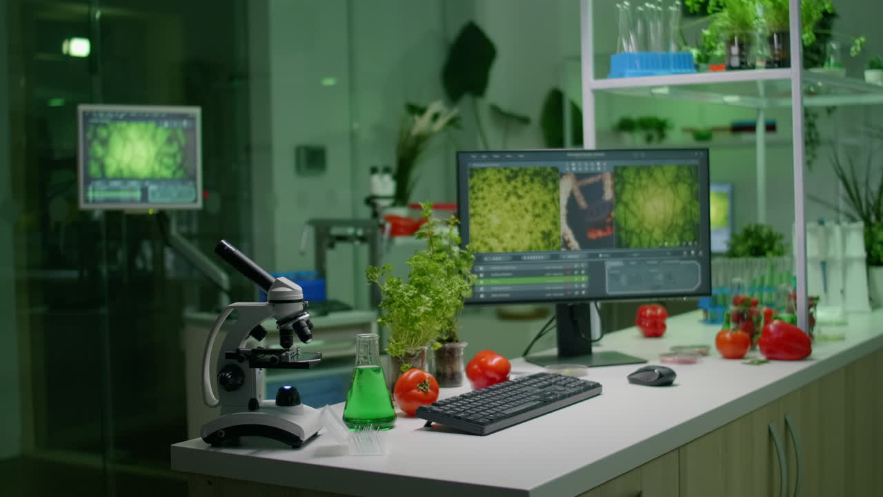 Empty microbiology laboratory with nobody in it prepared for genetic mutation