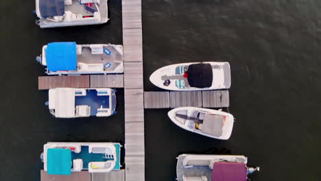 bird's eye view of anchored boats at small harbor, upstate new york, nyc