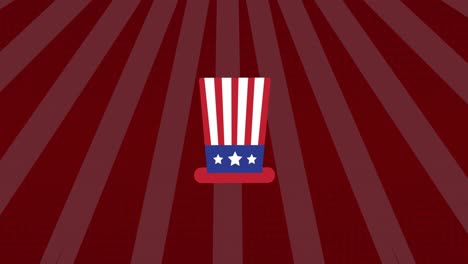 Animation-of-hat-coloured-with-american-flag-on-red-background
