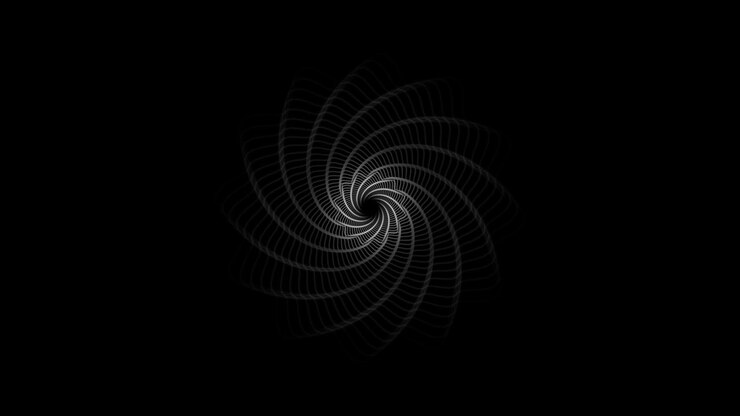 Abstract Rotating Spiral Geometric Pattern on Black Background