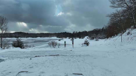 snow flurry at the newly opened dune harbor park