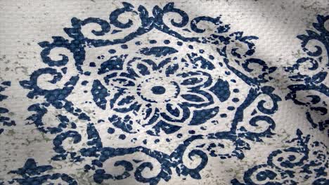 decorative fabric with blue and white floral pattern