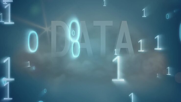 Animation of numbers over clouds and data text