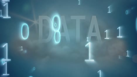 animación de números sobre nubes y texto de datos