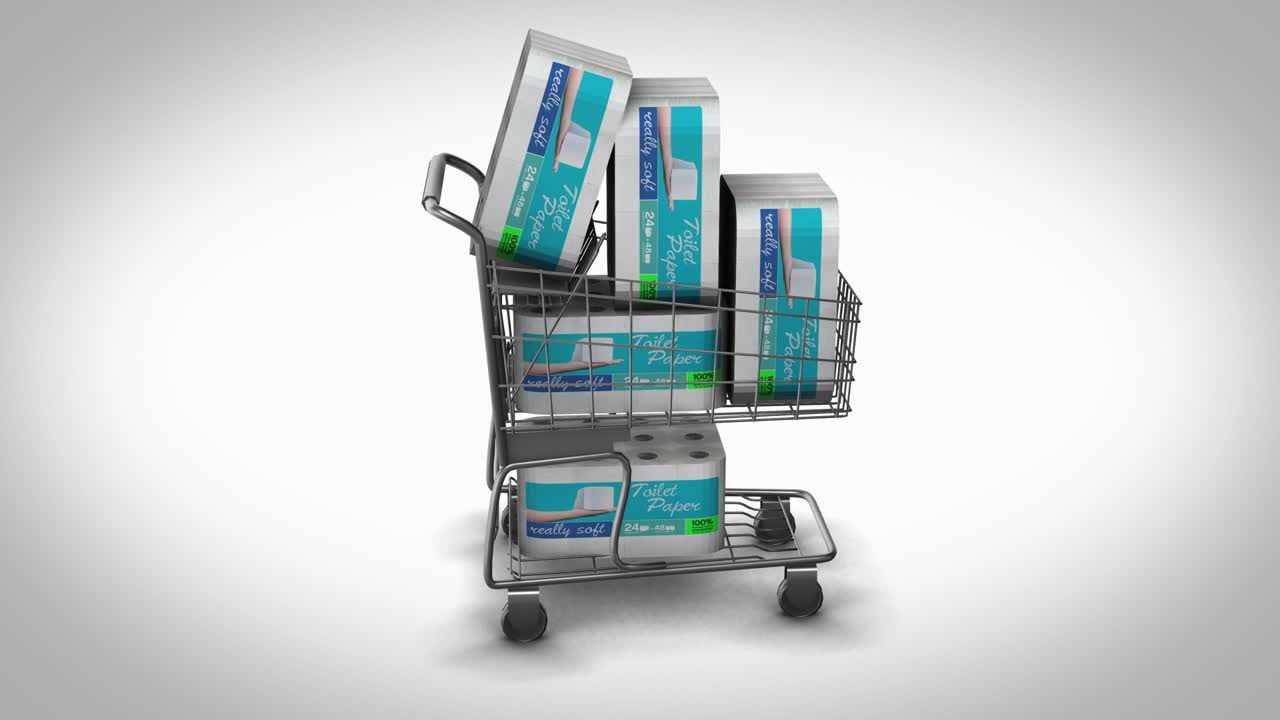 papel higiénico en el bucle de rotación del carrito de compras