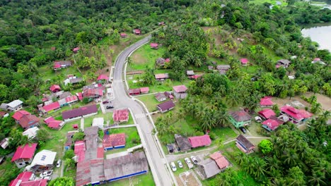 small village aerial drone footage. calovebora, panama