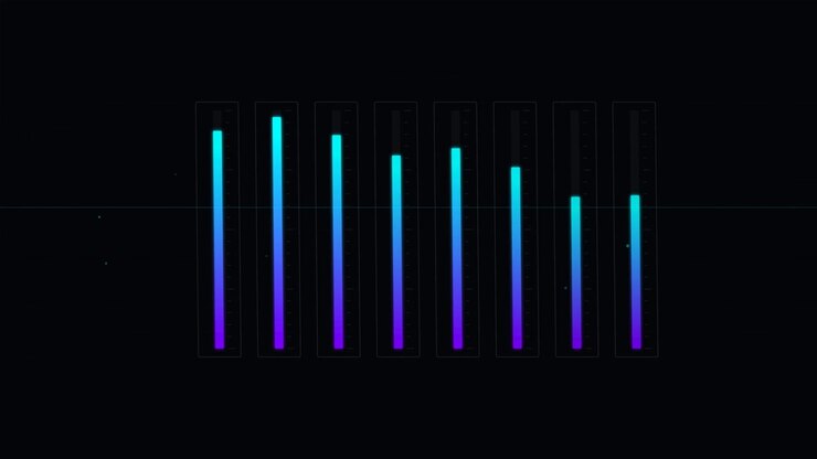 Animated Digital Audio Equalizer Bars on Dark Background