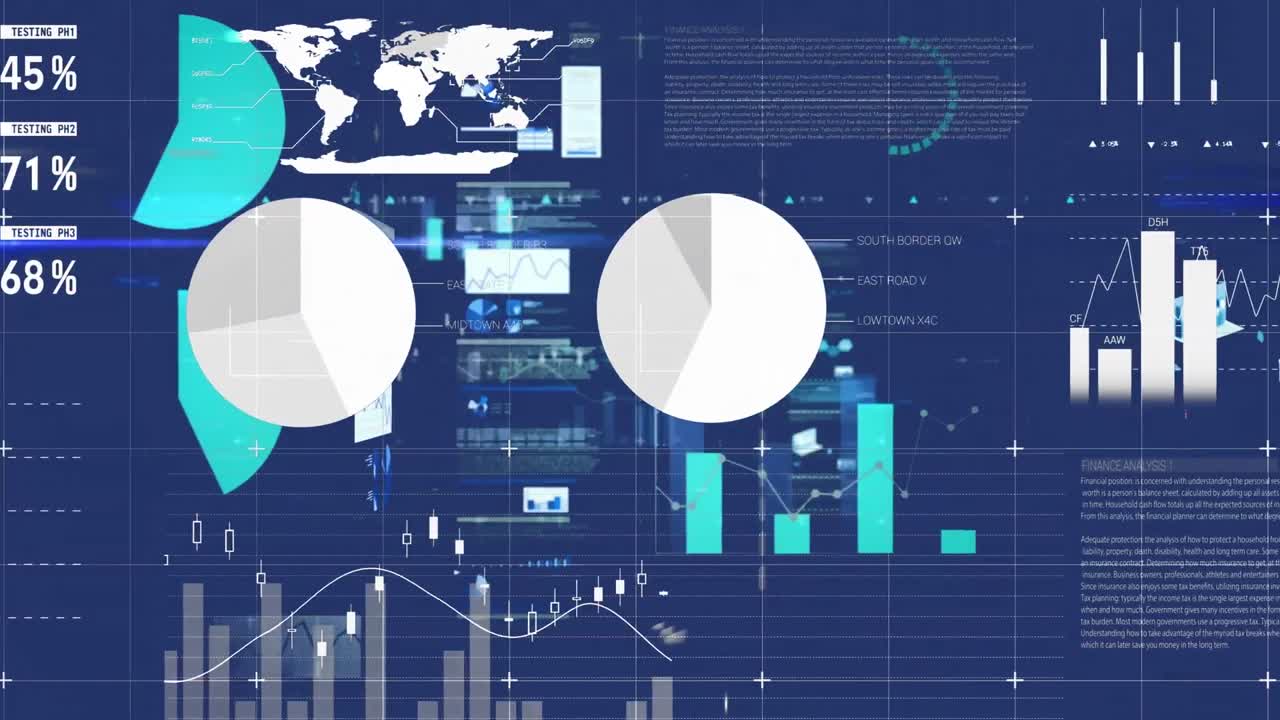 Animation of statistics and financial data processing