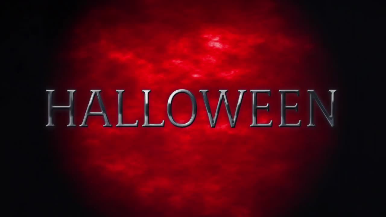 ⁇ 은 배경의 연기 위의 할로윈 텍스트의 애니메이션