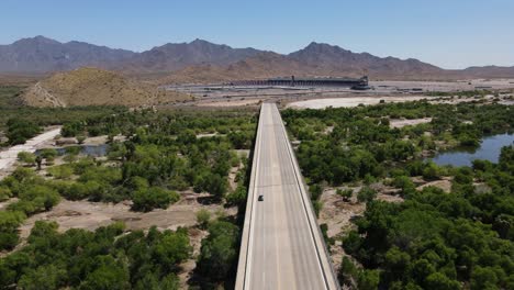 salt and gila river confluence in phoenix arizona, drone shot