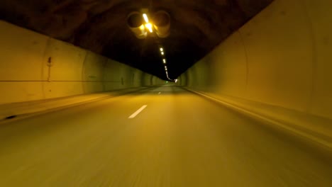 driving through a tunnel on a highway. point of view.