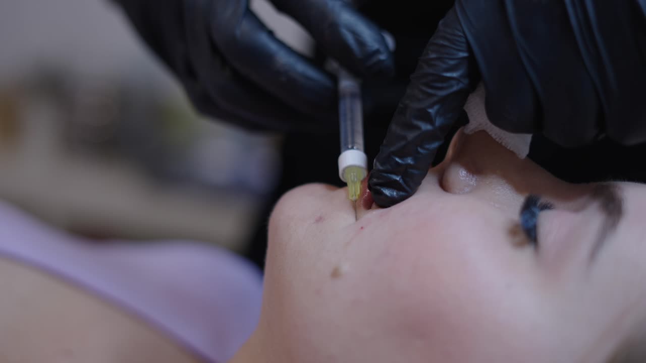 Cosmetic Injection Procedure on a Person's Face