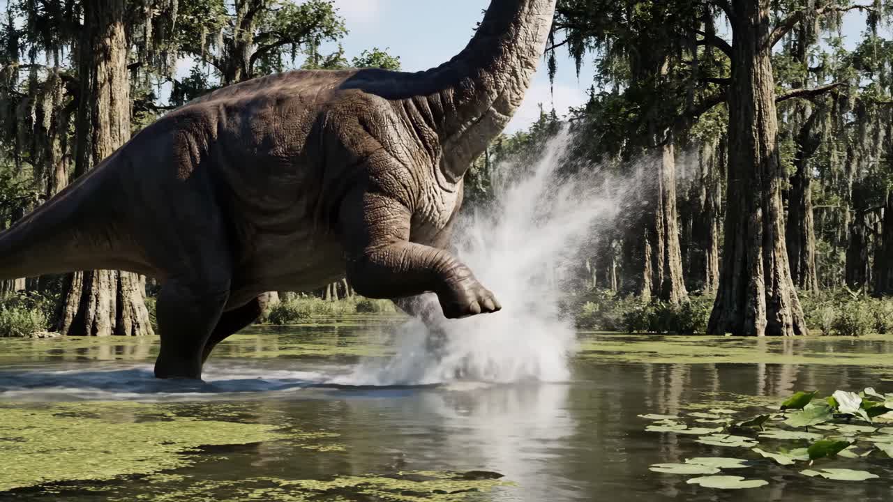 Brontosaurus in a swamp