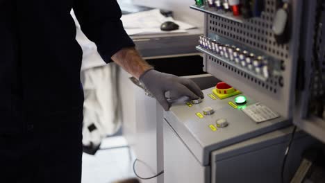 close up of hydraulics equipment for car lifting in car service workshop