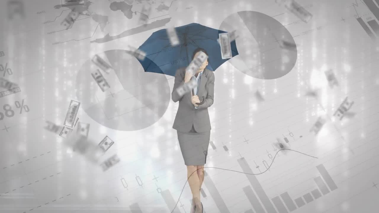 달러 지폐가 비오고 있습니다.