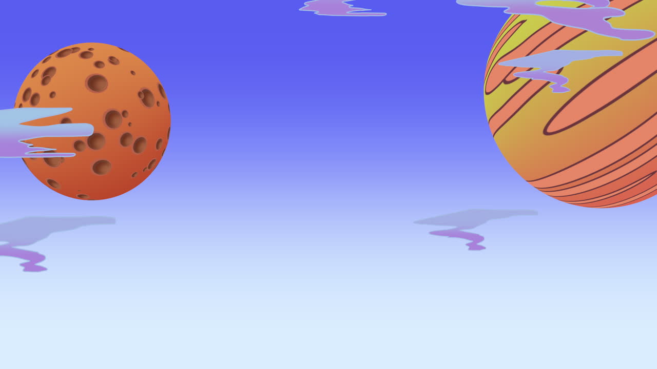 공간 추상 배경에서 달과 행성 만화 애니메이션 배경