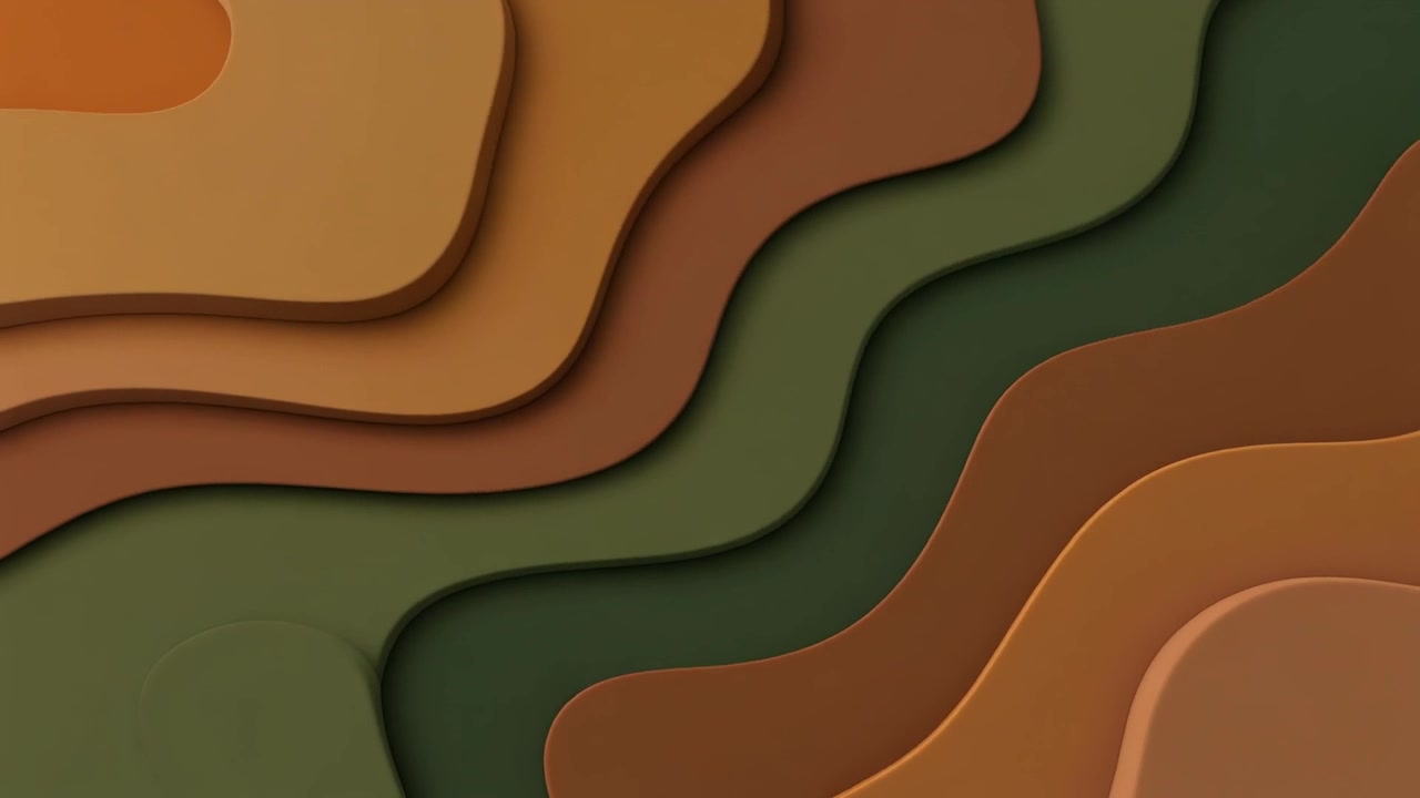 Abstract Motion Background with Layered Wavy Shapes in Earth Tones