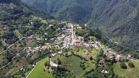 Aerial-view-of-the-municipality-of-Zacatlan-surrounded-by-mountains,-Puebla,-Mexico