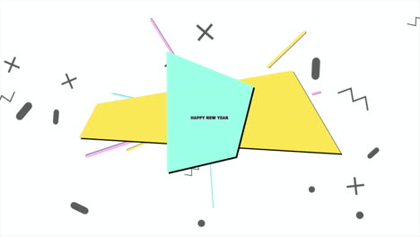 Animationstext-Frohes-Neues-Jahr-Und-Bewegung-Abstrakte-Geometrische-Formen-Memphis-Hintergrund-1