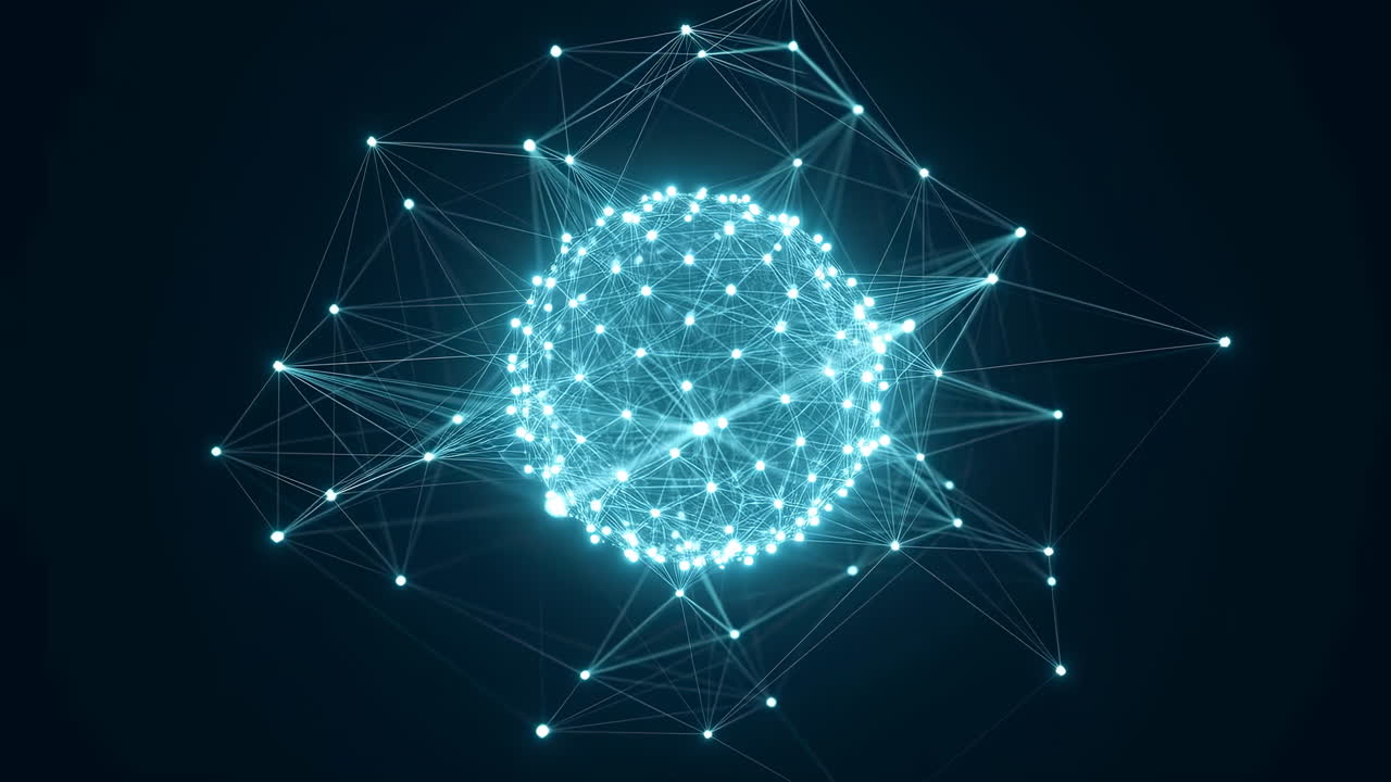 Abstrakt digitalt nettverkssfære med glødende tilkoblinger