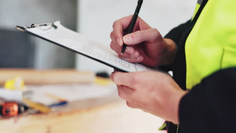 construction worker filling out a checklist