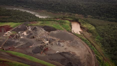 precious mining stone quarry at iguazu river argentina aerial