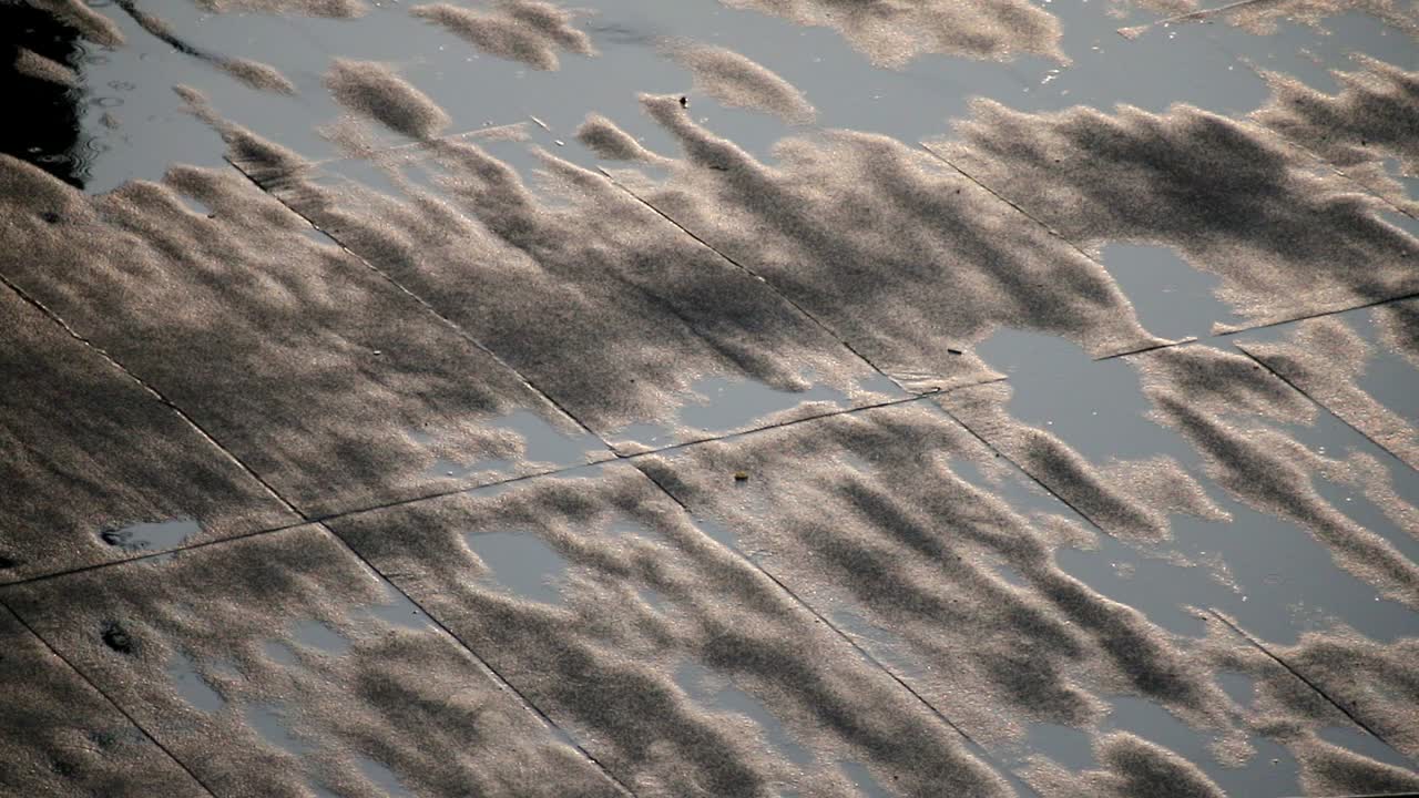 건물 옥상에 내리는 비