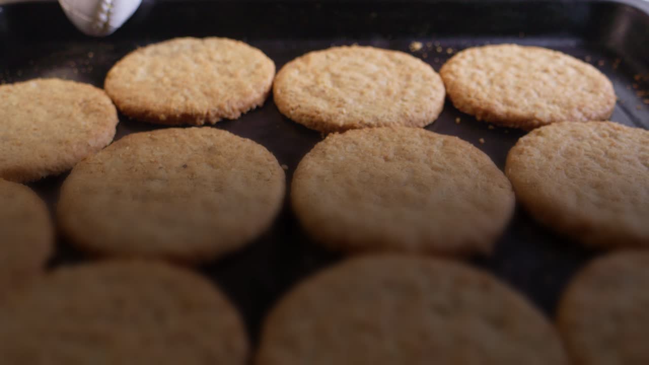 Placing Homemade Cookies on a Baking Tray into an Oven