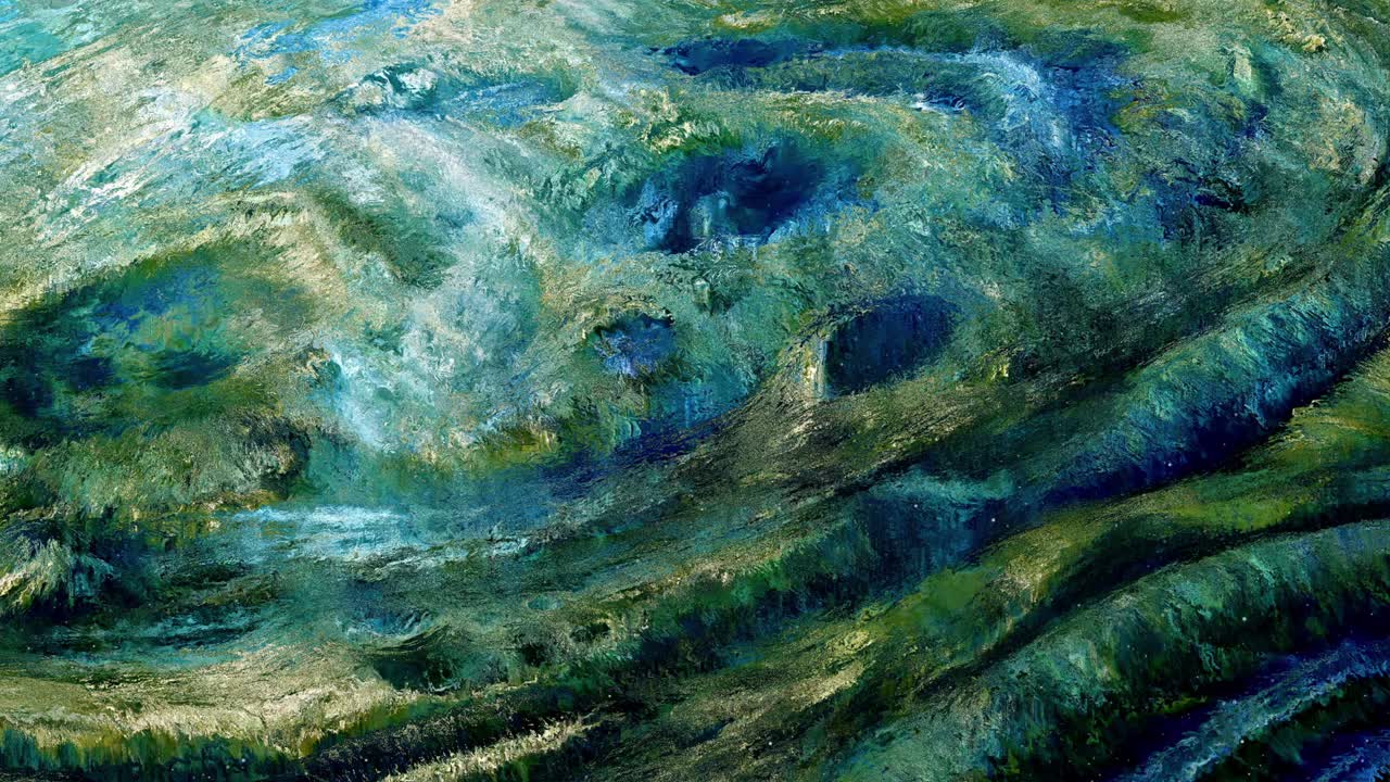 cráteres y estructuras atmosféricas gaseosas de ondas de un exoplaneta. relieve planetario. abstracción. bucle 3d.