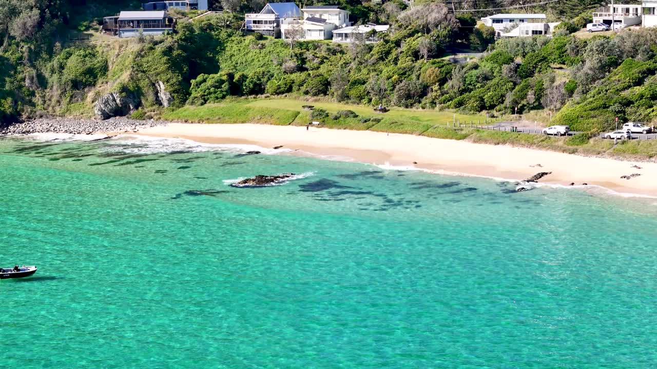 Drone footage of beautiful Seal Rocks in New South Wales