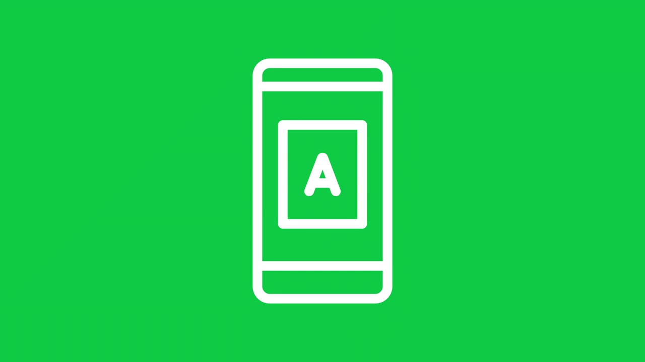 Animated Smartphone Icon with Letter A on Green Screen