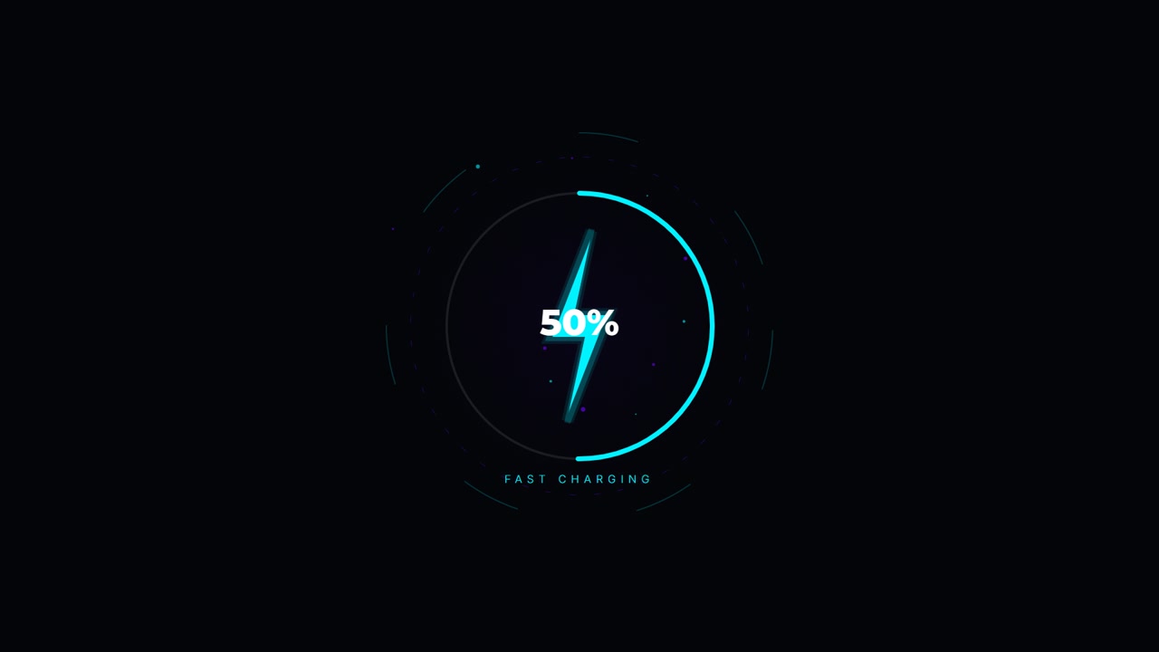 Digital Fast Charging Progress Indicator Animation