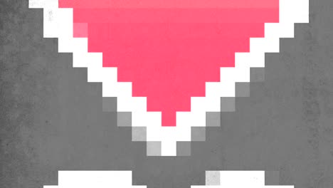 píxeles de corazones rojos en movimiento en arquitectura de 8 bits