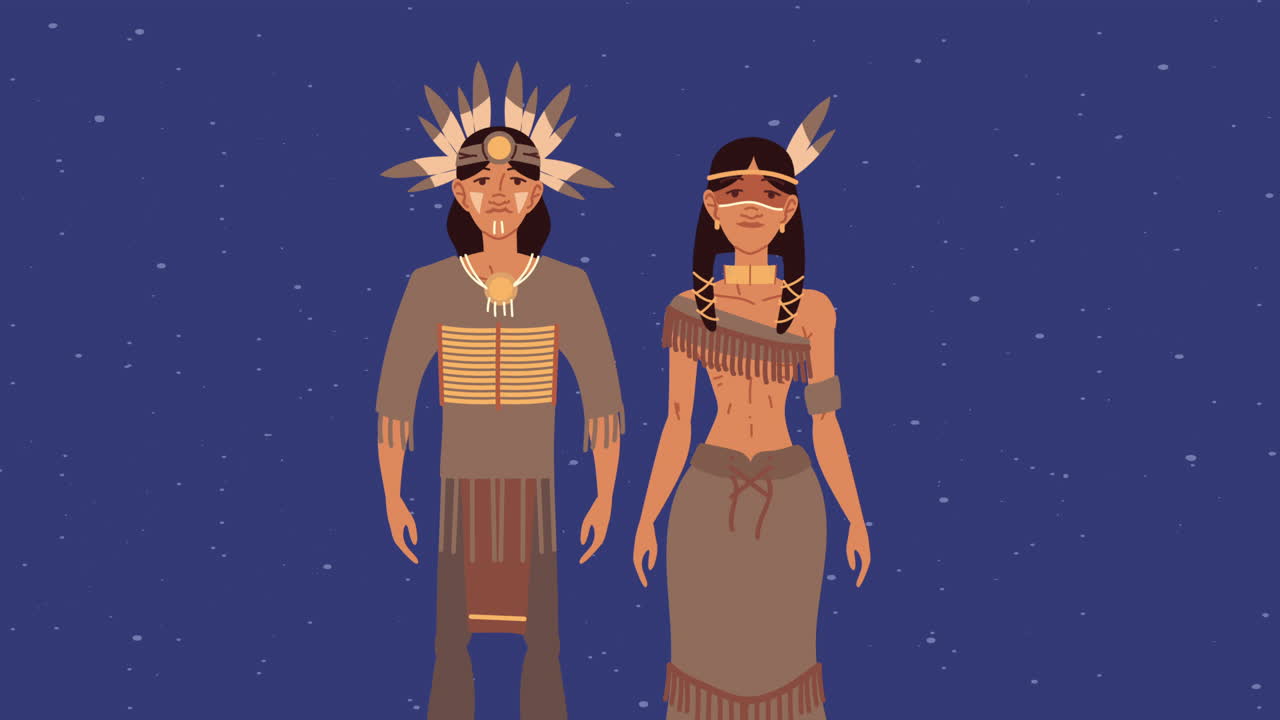 pareja indígena etnia personajes animación
