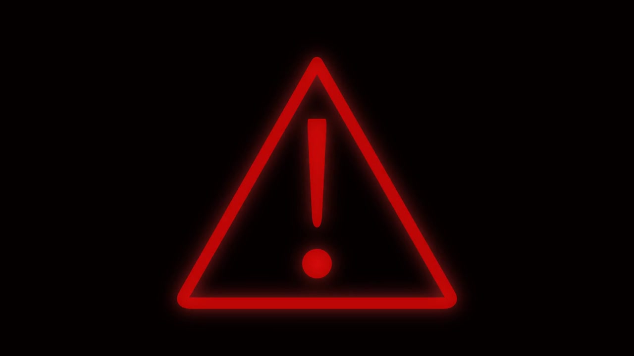 Animated Red Exclamation Mark Warning Sign Drawing on Black Background