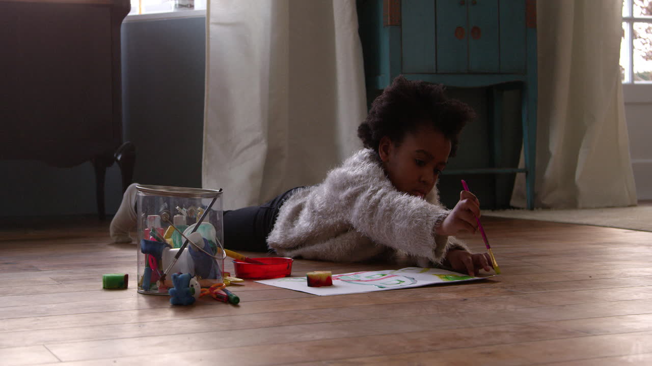 Girl Lying On Floor Painting Picture Shot On R3D