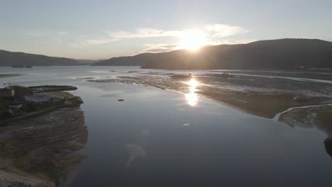 A-moving-shot-of-a-ocean-surrounded-by-hills