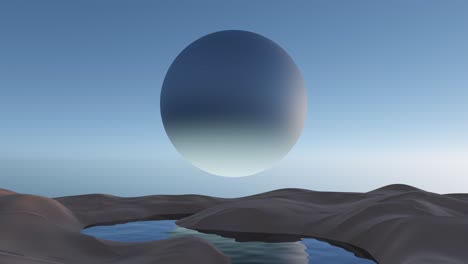 round full moon rising over horizon. 3d render animation
