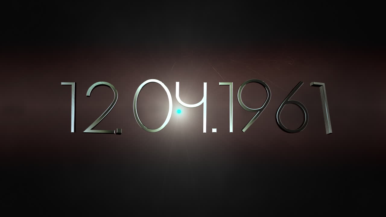 12.04.1961 con luz de moda de estrella en galaxia