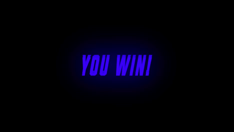 animation of you win text on black background