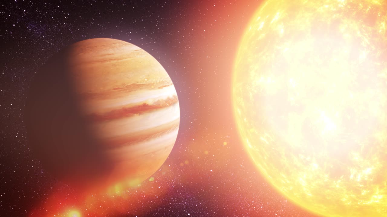júpiter y el sol en el espacio