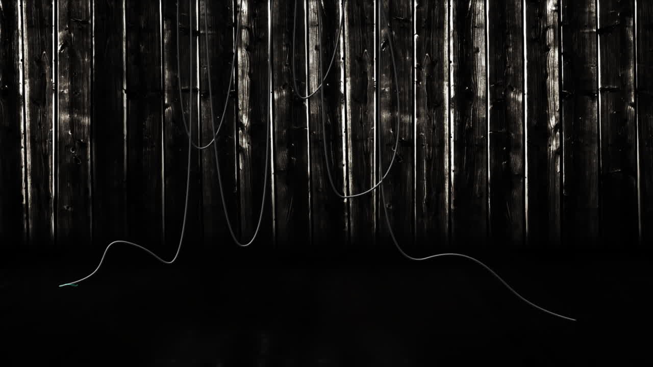 검은색 바탕에 전기 빛의 흔적이 있는 전기 케이블의 애니메이션