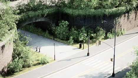 Empty-asphalt-road-in-city-with-trees