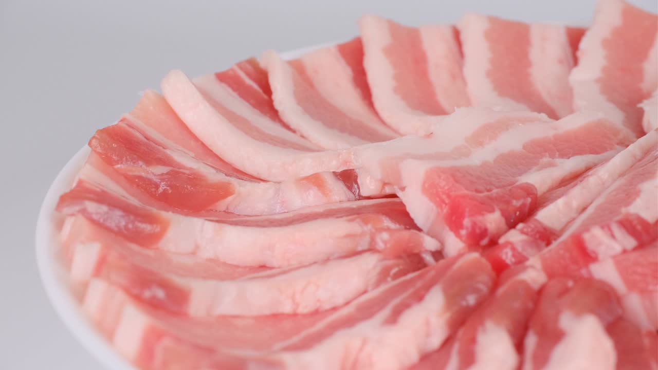 돼지고기 갈비 큰 접시 둥근, 비디오 클립