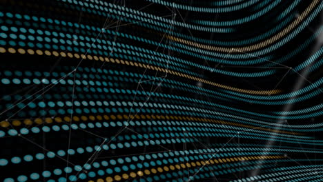 Animation of blue and yellow dots forming wave-like pattern in digital design