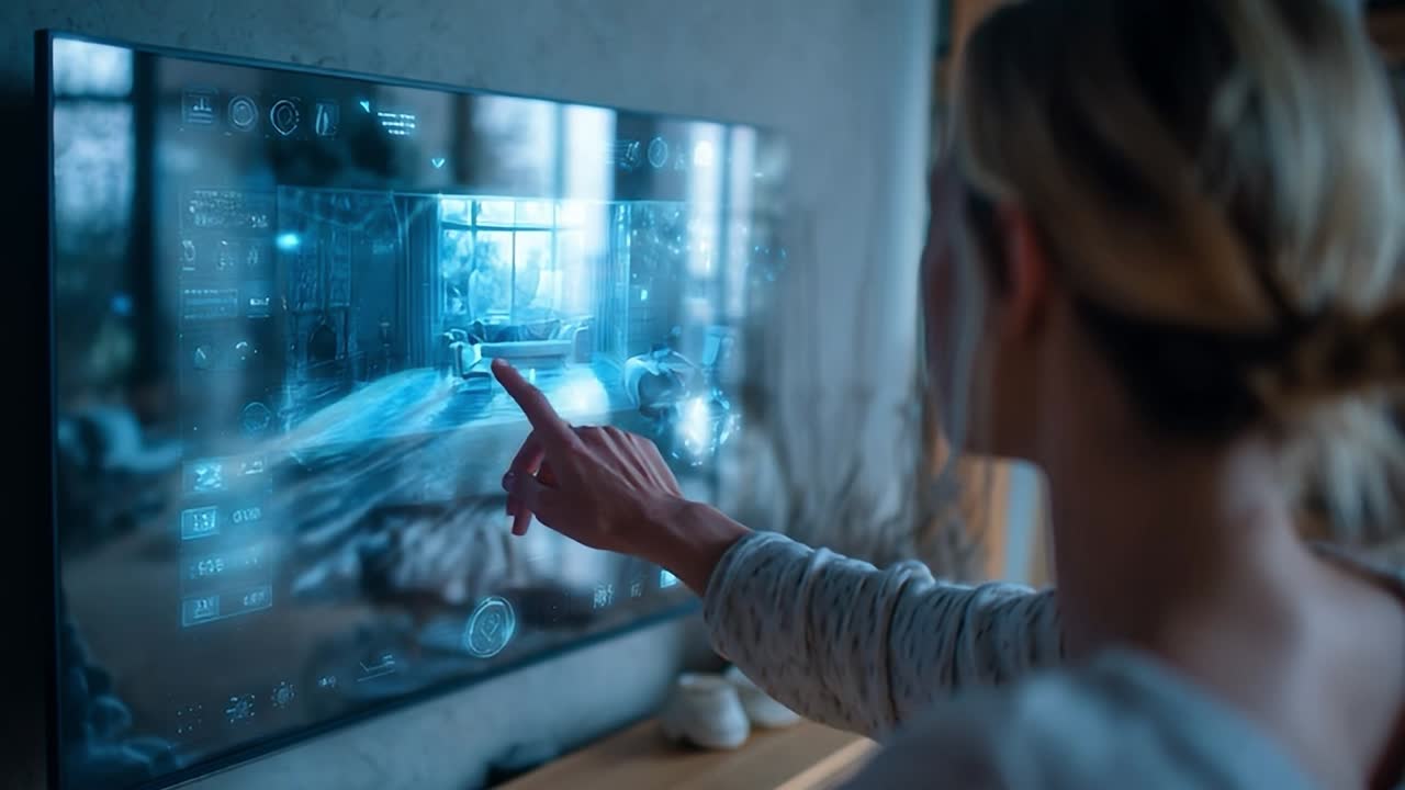 Interactive technology enhances modern living in a cozy home setting