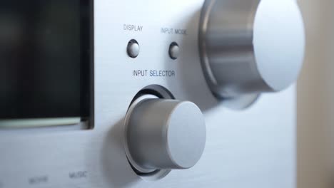 hi-fi silver finish design amp changing sources close-up