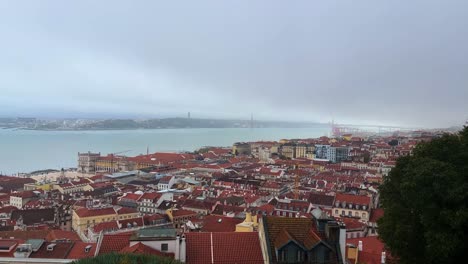 Lisbon,-Portugal-overlooking-the-city-and-Tagus-river-during-the-day-4K-30-fps