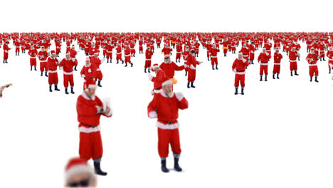 Group-of-santa-claus-dancing-and-performing-various-activity