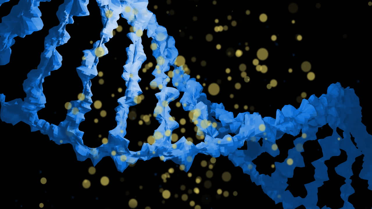 움직이는 점 위에 dna 줄무의 애니메이션